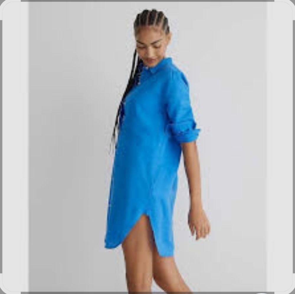 J. Crew Bright Blue Shirt Dress